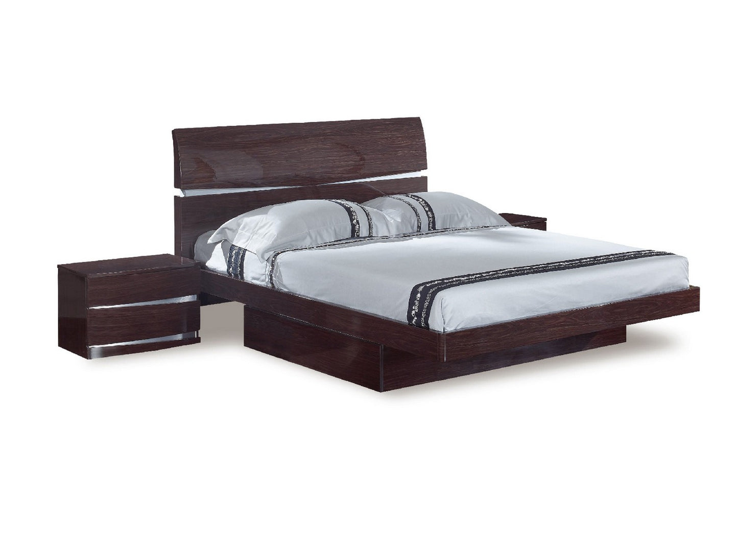 Modern California King Wenge High Gloss Bed By Homeroots - 343913