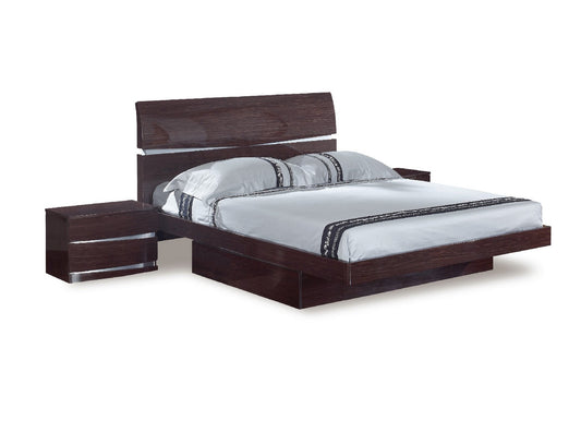 Modern California King Wenge High Gloss Bed By Homeroots - 343913