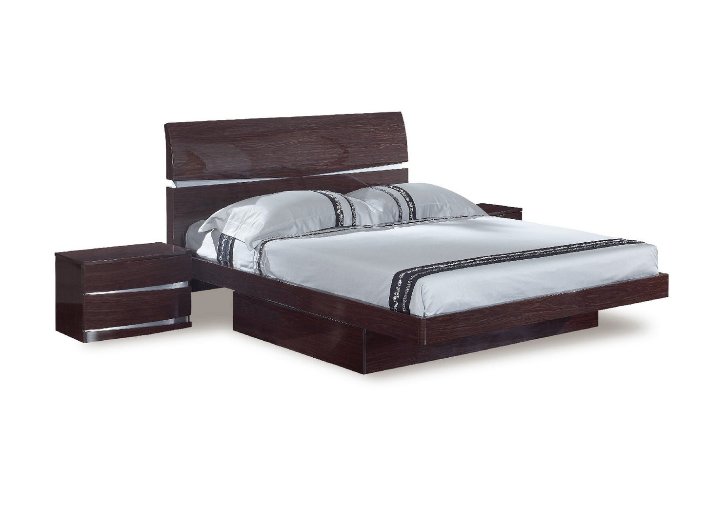 Modern California King Wenge High Gloss Bed By Homeroots - 343913 | Beds | Modishstore
