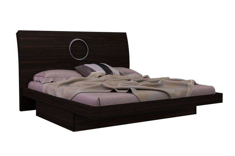 Modern Eastern King Wenge High Gloss Bed By Homeroots - 343918 | Beds | Modishstore