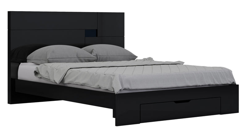 Modern California King Black High Gloss Bed By Homeroots | Beds | Modishstore