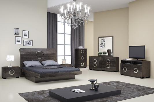 4Pc Eastern King Modern Gray High Gloss Bedroom Set By Homeroots
