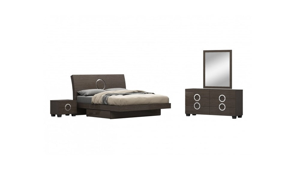 4Pc California King Modern Gray High Gloss Bedroom Set By Homeroots | Bedroom Sets | Modishstore - 2