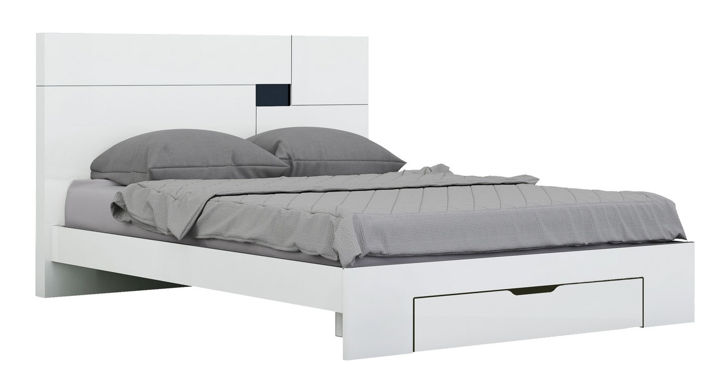 Modern Queen White High Gloss Bed By Homeroots - 343935
