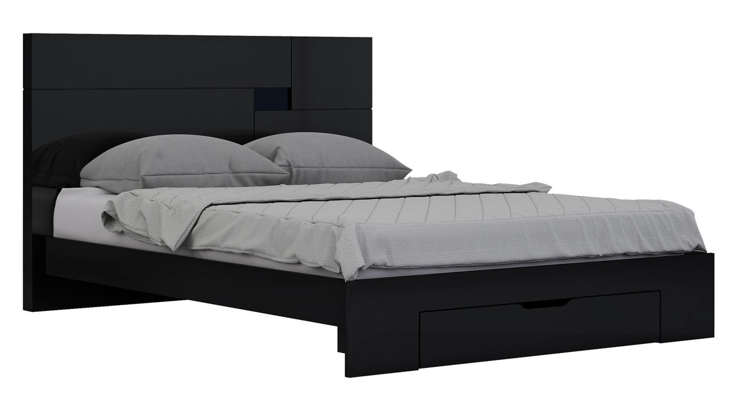Modern Queen Black High Gloss Bed By Homeroots | Beds | Modishstore