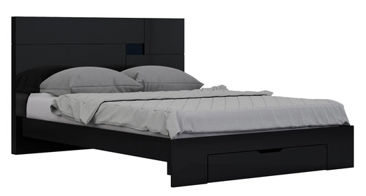 Modern Queen Black High Gloss Bed By Homeroots | Beds | Modishstore