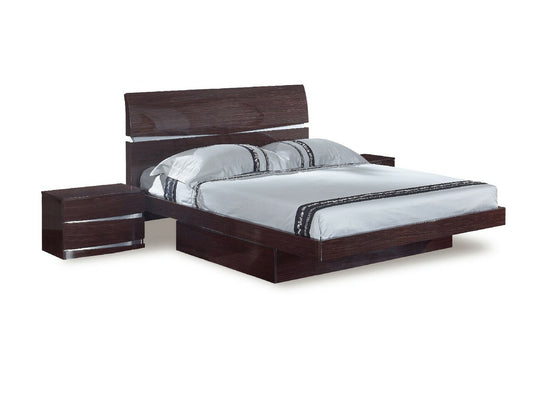 4Pc Queen Modern Wenge High Gloss Bedroom Set By Homeroots - 343942 | Bedroom Sets | Modishstore