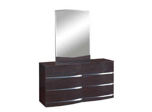 4Pc Queen Modern Wenge High Gloss Bedroom Set By Homeroots - 343942 | Bedroom Sets | Modishstore - 3