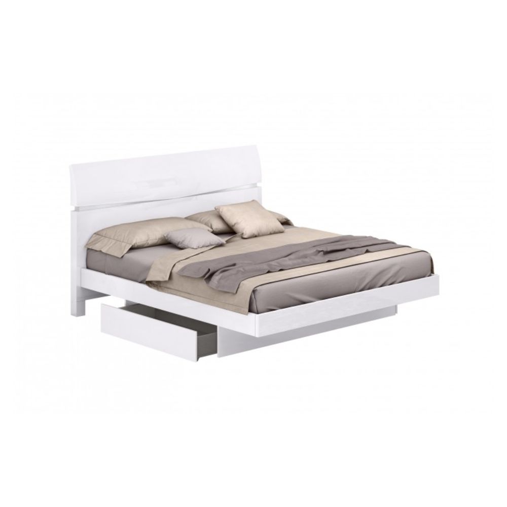 4Pc Queen Modern White High Gloss Bedroom Set By Homeroots