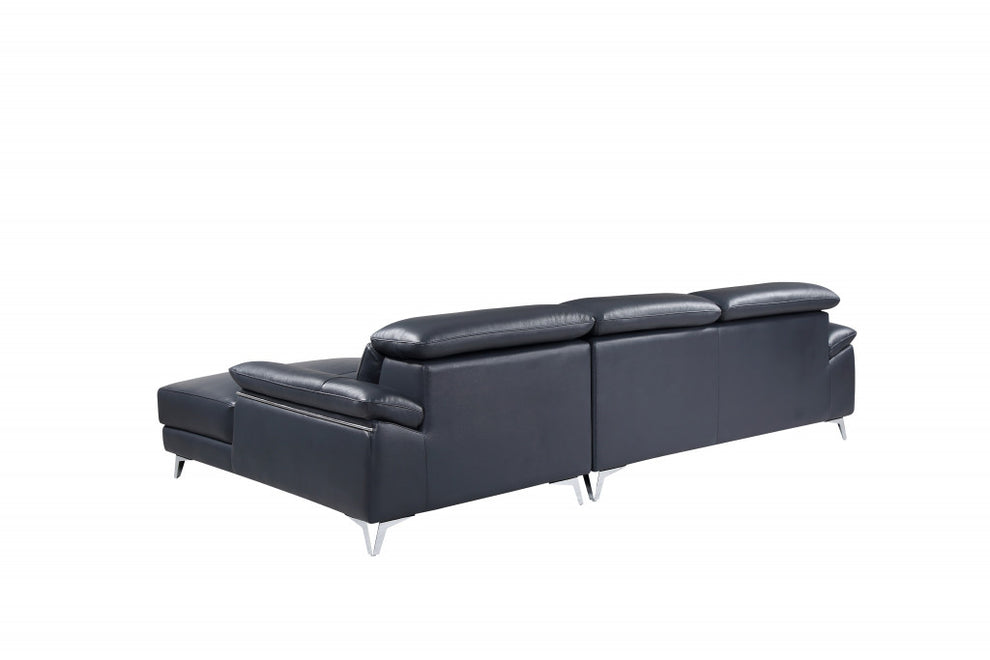 114'' X 67'' X 39'' Modern Blue Genuine Italian Leather Sectional By Homeroots | Sectional | Modishstore - 4