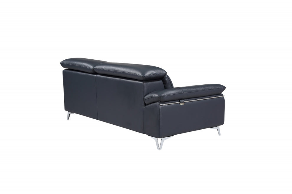 114'' X 67'' X 39'' Modern Blue Genuine Italian Leather Sectional By Homeroots | Sectional | Modishstore - 6