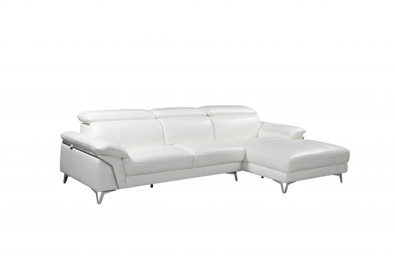 Modern White Leather Sectional By Homeroots | Sectional | Modishstore