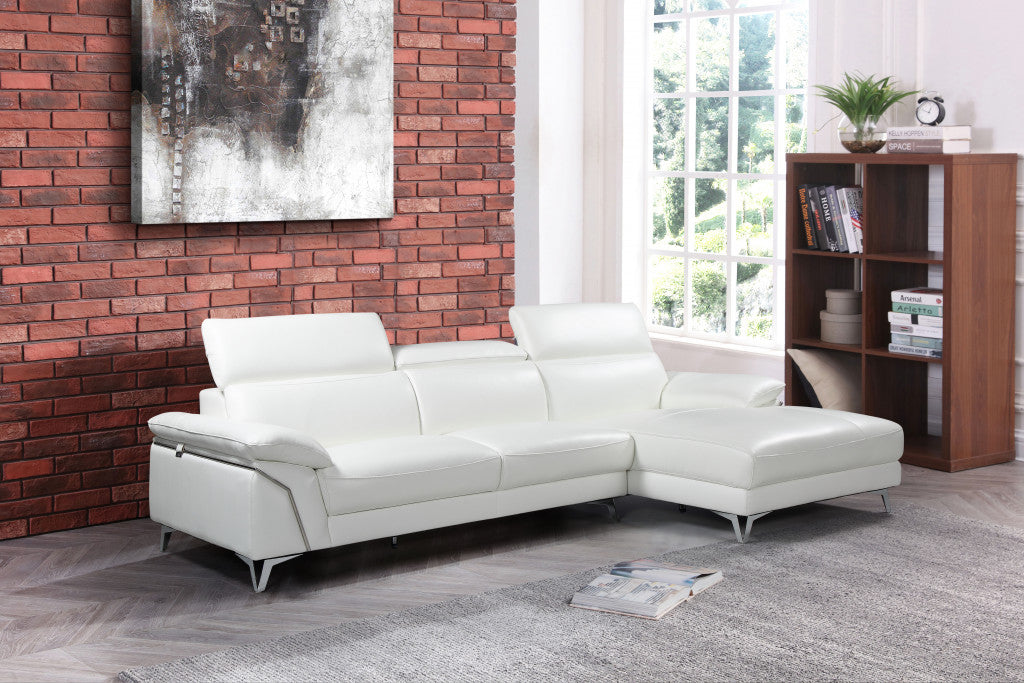 Modern White Leather Sectional By Homeroots | Sectional | Modishstore - 2