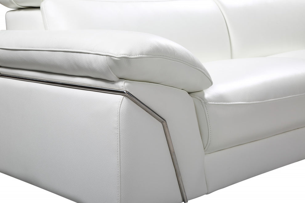 Modern White Leather Sectional By Homeroots | Sectional | Modishstore - 4