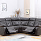 Modern Dark Gray Leather Sectional With Power Recliners By Homeroots | Sectional | Modishstore