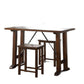 3 Piece Wooden Counter Height Set In Walnut And Black By Homeroots | Bar Stools & Table | Modishstore - 2