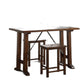 3 Piece Wooden Counter Height Set In Walnut And Black By Homeroots | Bar Stools & Table | Modishstore - 3