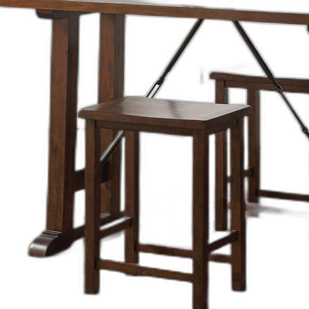 3 Piece Wooden Counter Height Set In Walnut And Black By Homeroots | Bar Stools & Table | Modishstore - 4