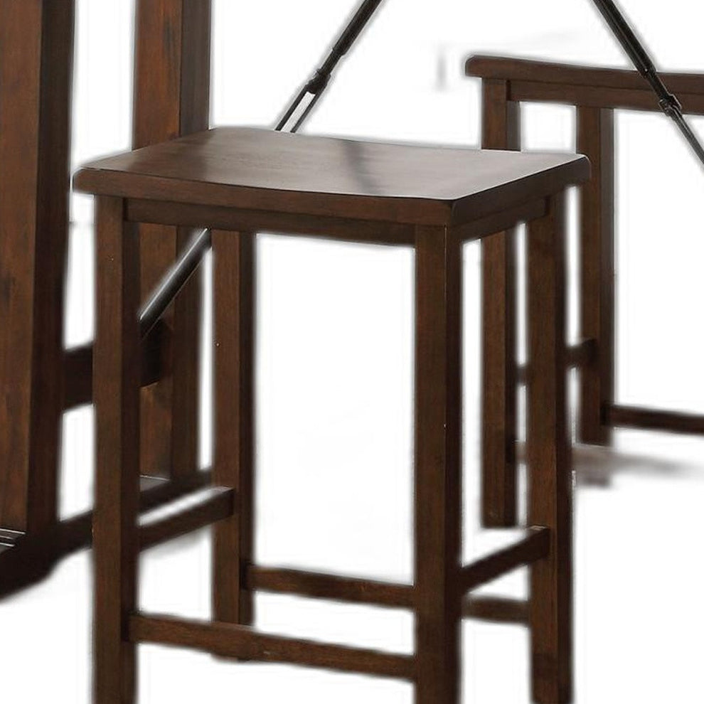 3 Piece Wooden Counter Height Set In Walnut And Black By Homeroots | Bar Stools & Table | Modishstore - 5