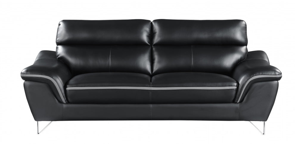 Set of Modern Black Leather Sofa And Loveseat By Homeroots | Sofa Set | Modishstore - 4