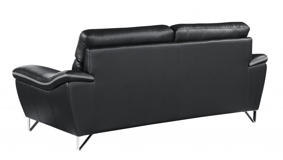 Set of Modern Black Leather Sofa And Loveseat By Homeroots | Sofa Set | Modishstore - 5