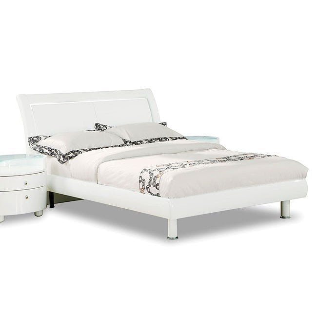 Modern California King White High Gloss Bed By Homeroots - 343977 | Beds | Modishstore