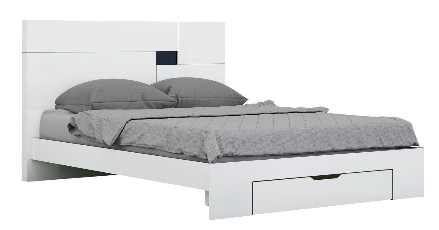 4Pc California King Modern White High Gloss Bedrooom Set By Homeroots | Beds | Modishstore - 2