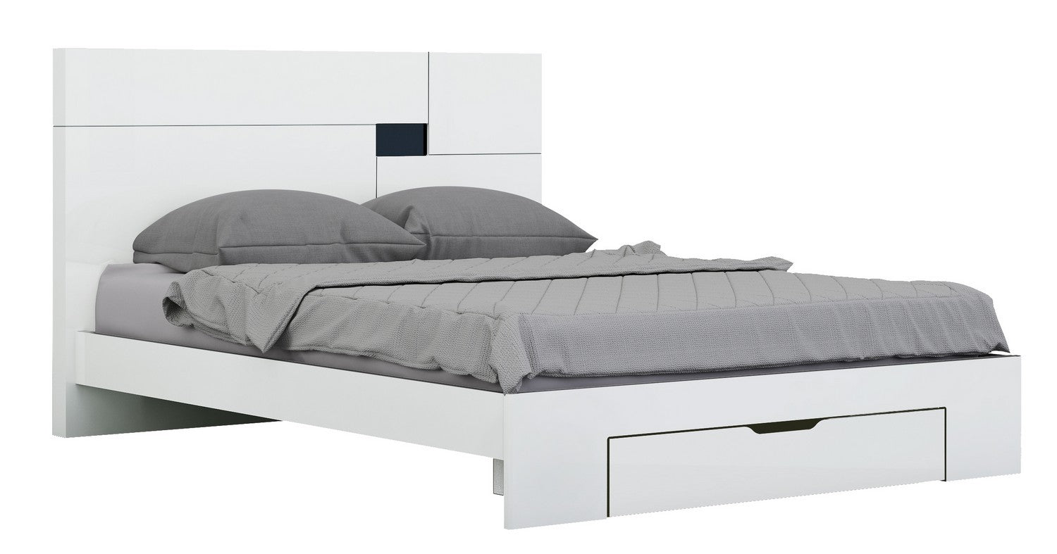 4Pc California King Modern White High Gloss Bedrooom Set By Homeroots | Beds | Modishstore - 2
