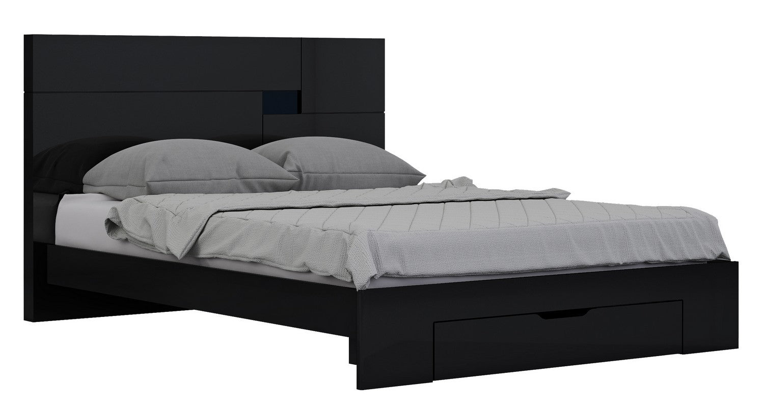 4Pc Queen Modern Black High Gloss Bedroom Set By Homeroots | Bedroom Sets | Modishstore - 2