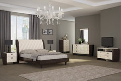 4Pc Quee Modern Beige High Gloss Bedroom Set By Homeroots