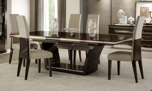 Dark Wood Modern Pedestal Dining Table By Homeroots