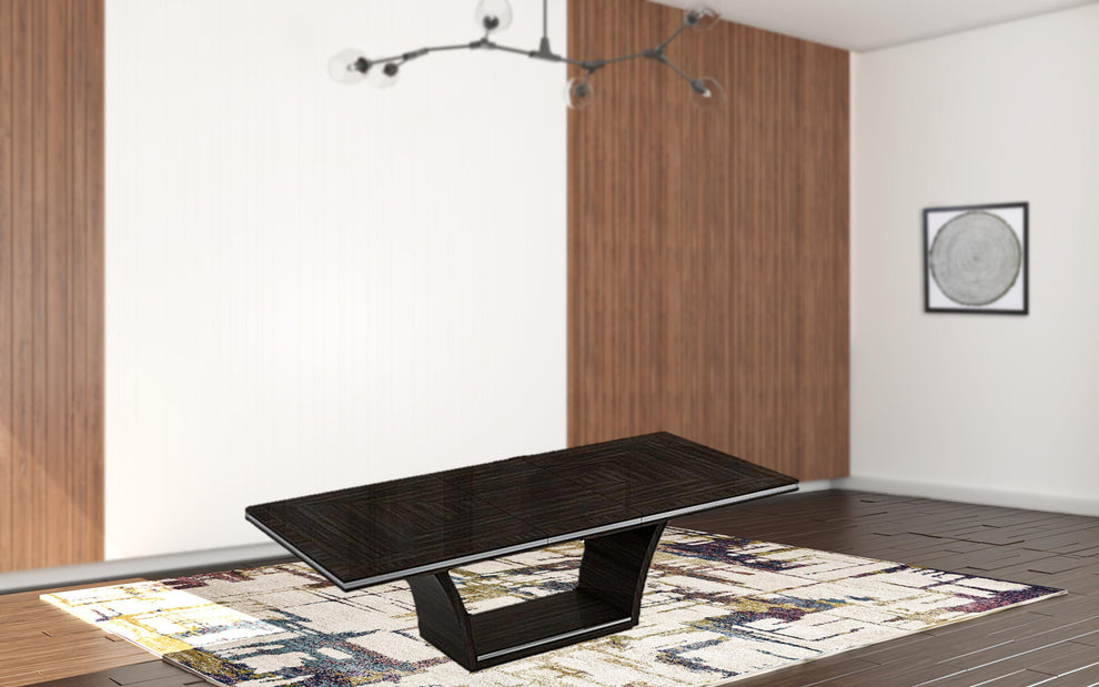 Dark Wood Modern Pedestal Dining Table By Homeroots | Dining Tables | Modishstore - 2