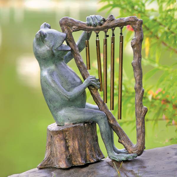 Frog and Harp Tube Wind Chime - Garden Sculpture By SPI Home | Animals & Pets | Modishstore-2