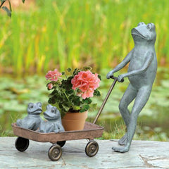Frog Family with Wagon Planter By SPI Home