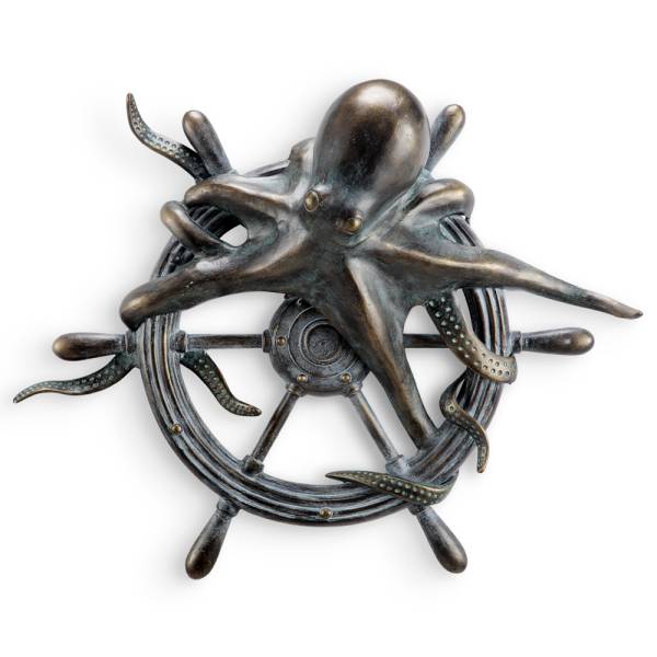 Octopus and Ships Wheel Wall Plaque By SPI Home | Wall Decor | Modishstore-3