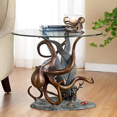 Octopus and Seagrass End Table By SPI Home