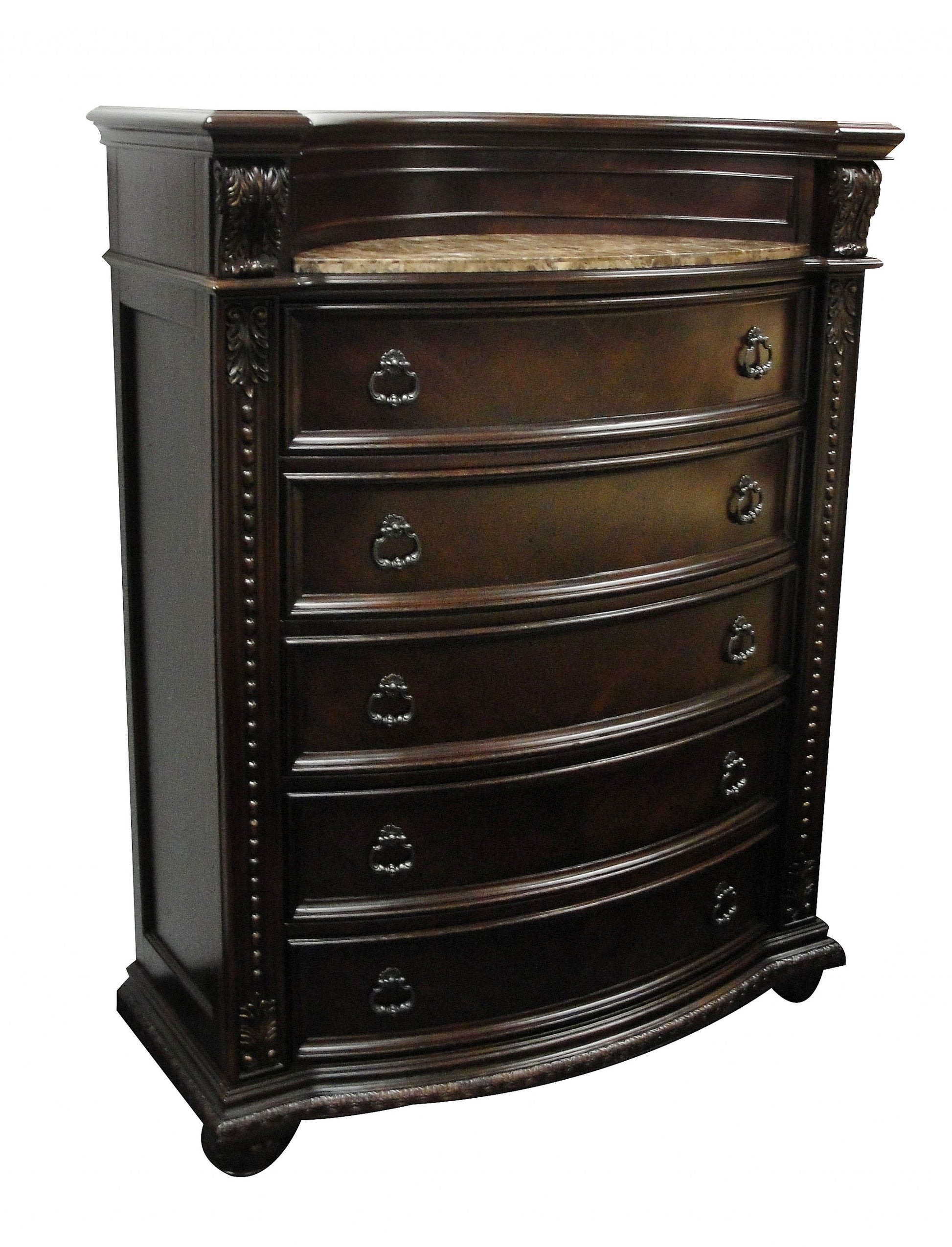 Cherry Wood Chest Wmarble Top By Homeroots | Drawers | Modishstore