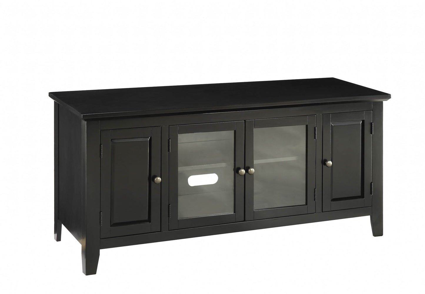 Black Wood Glass TV Stand for Flat Screen TVs up to ' By Homeroots | TV Stands | Modishstore