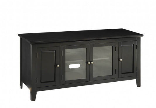 Black Wood Glass TV Stand for Flat Screen TVs up to ' By Homeroots | TV Stands | Modishstore