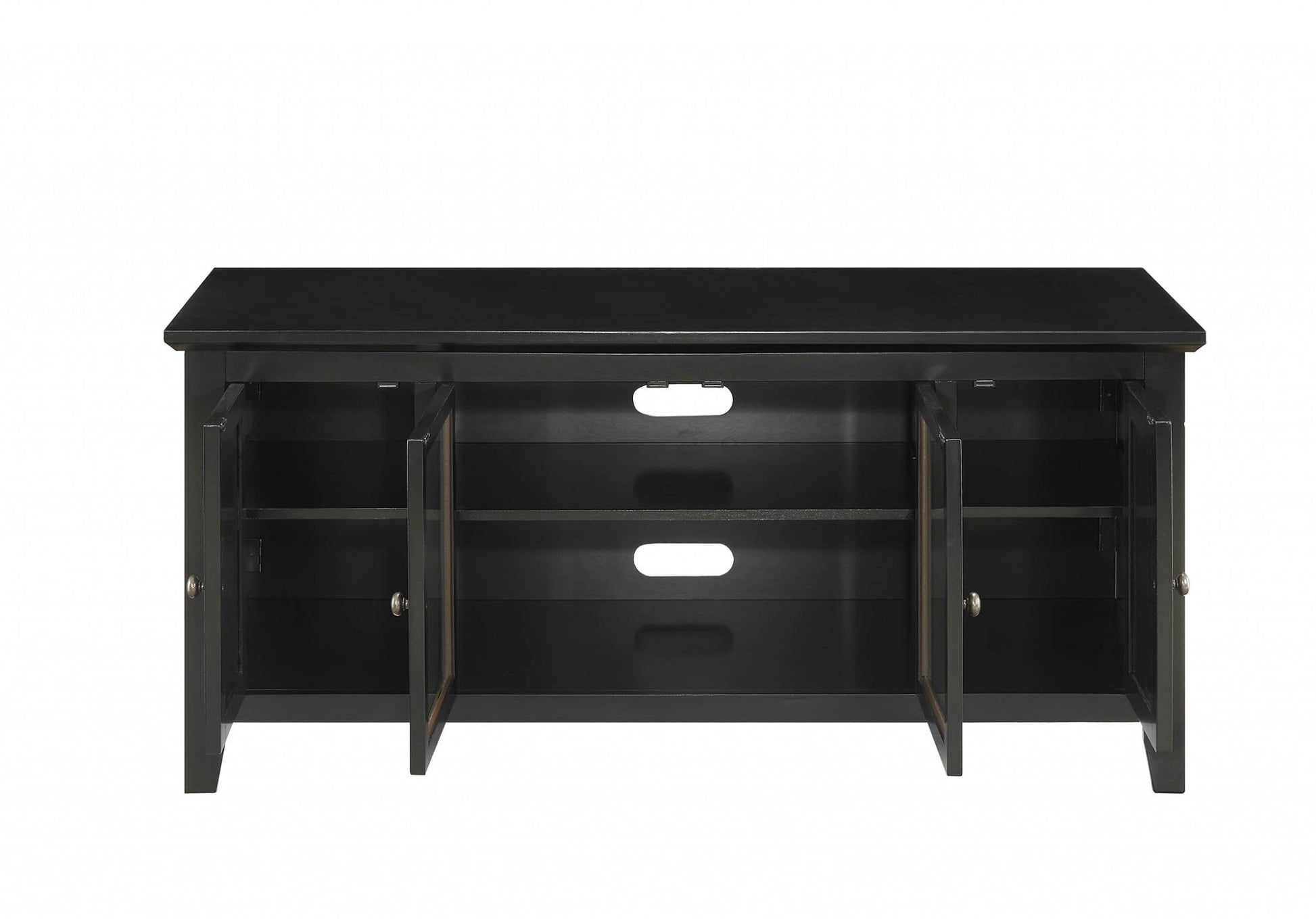 Black Wood Glass TV Stand for Flat Screen TVs up to ' By Homeroots | TV Stands | Modishstore - 3