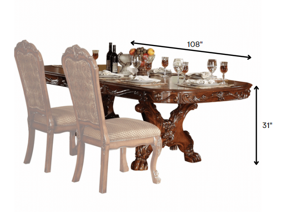 Cherry Oak Wood Poly Resin Dining Table With Trestle Pedestal By Homeroots | Dining Tables | Modishstore - 3