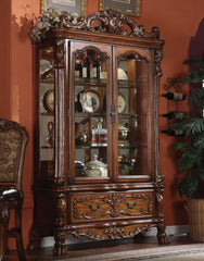 Cherry Oak Wood Poly Resin Glass Curio Cabinet By Homeroots