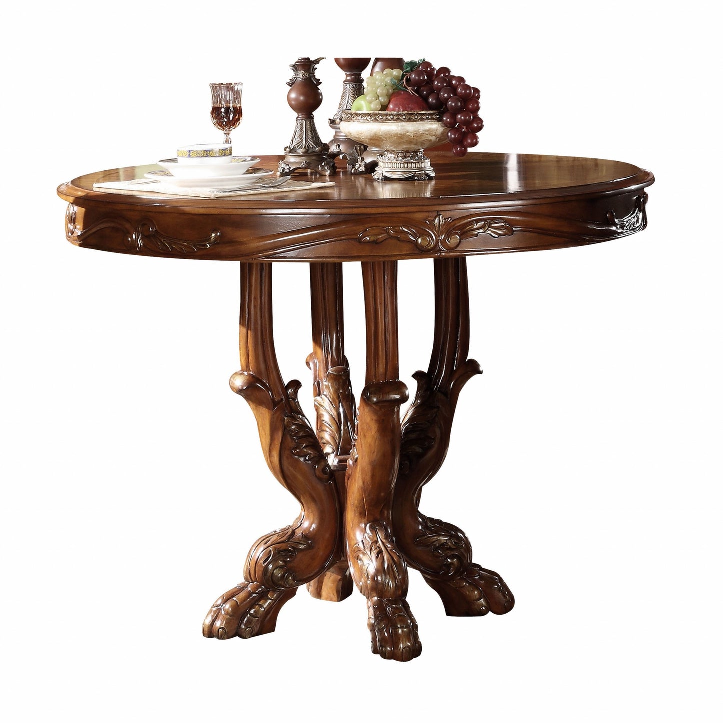 Cherry Oak Wood Poly Resin Counter Height Table By Homeroots | Dining Tables | Modishstore - 2