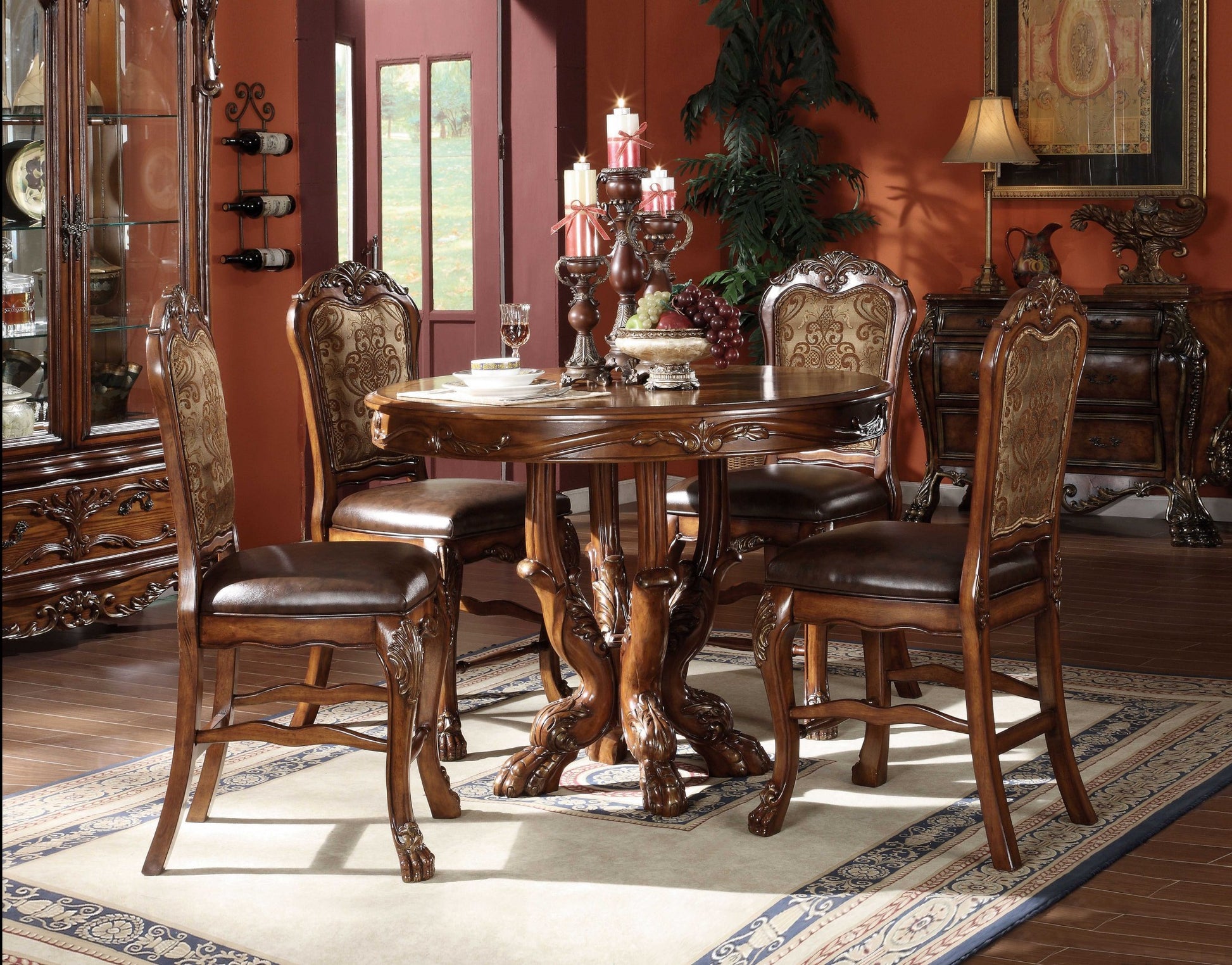 Cherry Oak Wood Poly Resin Counter Height Table By Homeroots | Dining Tables | Modishstore