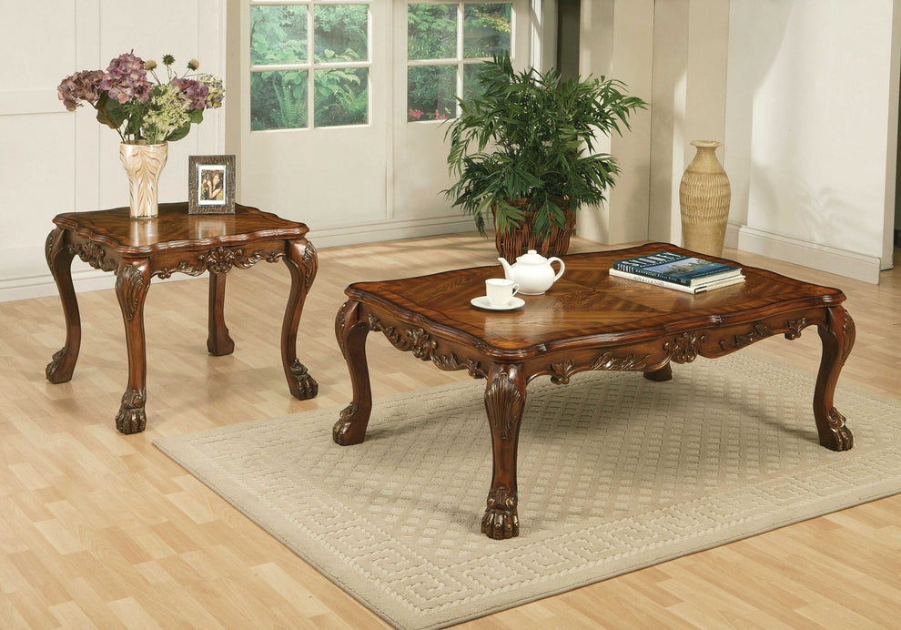 Cherry Oak Wood Poly Resin Coffee Table By Homeroots | Side Tables | Modishstore - 2