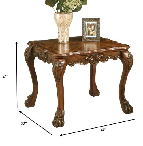 Cherry Oak Wood Poly Resin End Table By Homeroots | End Tables | Modishstore - 3