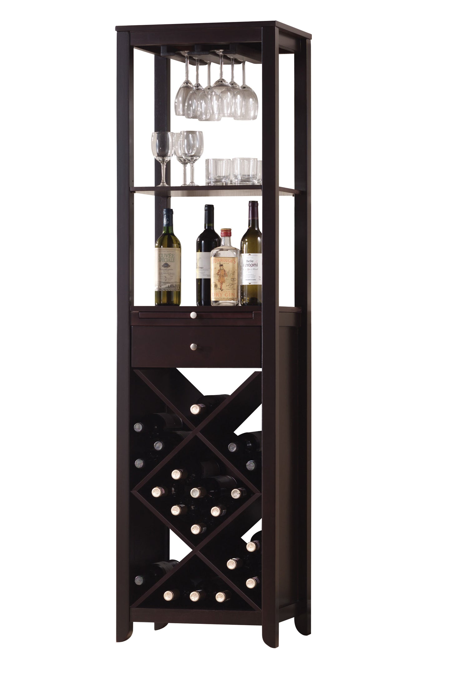 Modern Style Umber Finish Wood Wine Cabinet By Homeroots | Cabinets | Modishstore