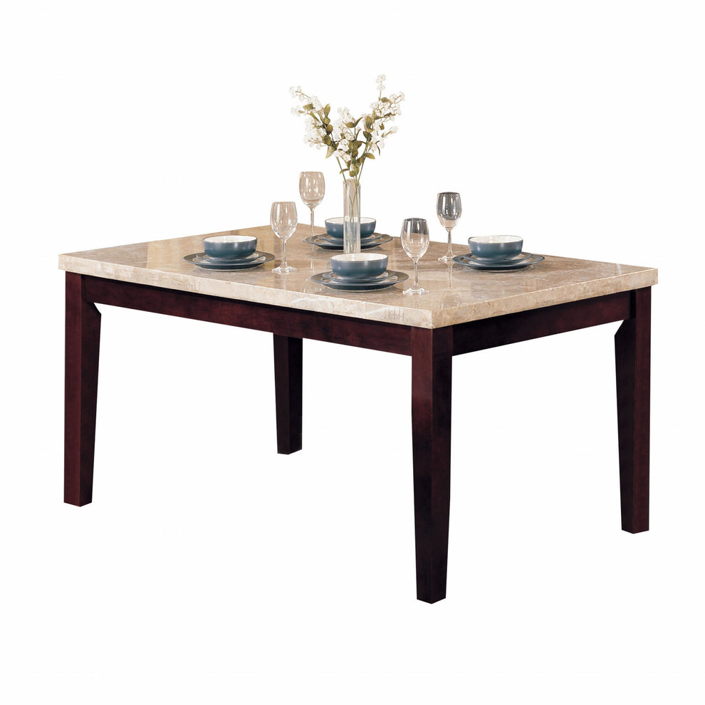 White Marble Walnut Wood Dining Table By Homeroots | Dining Tables | Modishstore - 2