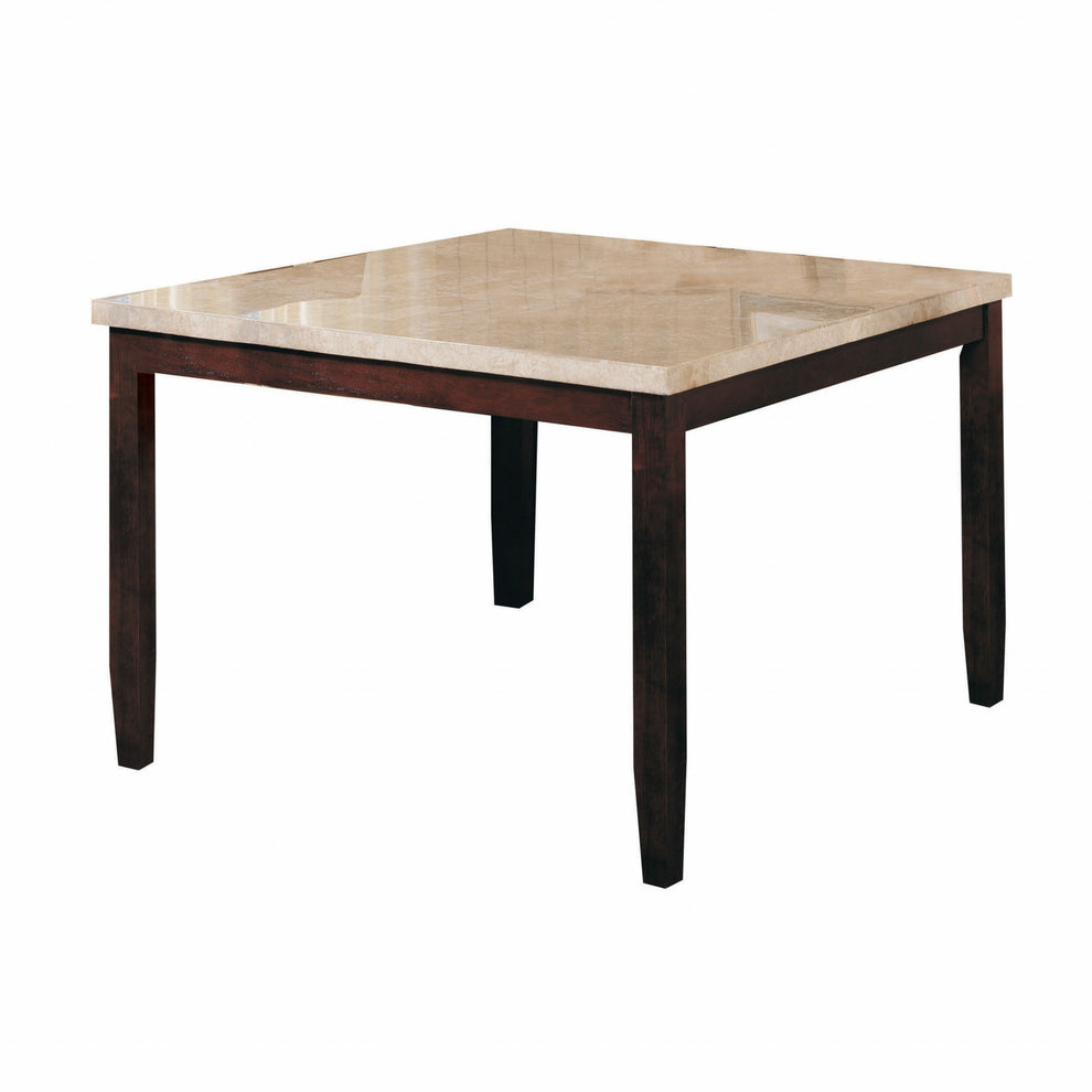 White Marble Walnut Wood Counter Height Table By Homeroots | Bar Stools & Table | Modishstore - 2
