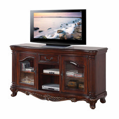Brown Cherry Wood Glass TV Stand By Homeroots